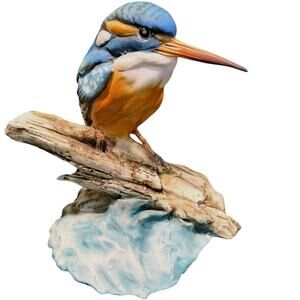 House of Goebel Italy Vintage Kingfisher Bird Figurine Hand Painted Porcelain